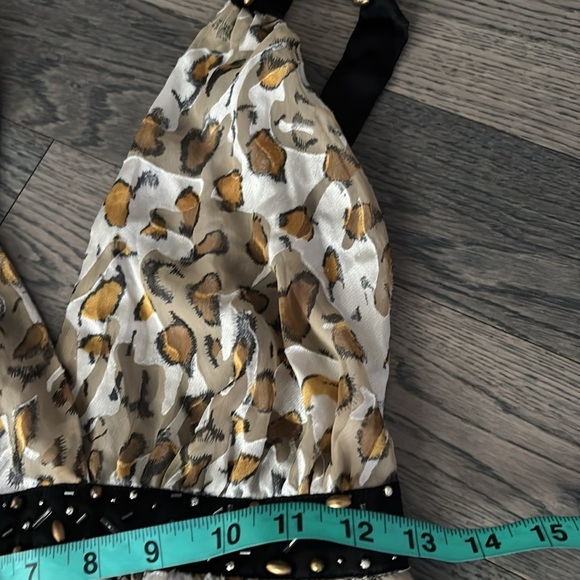 2B Bebe sheer Neutral leopard print maxi dress Sz M - Picture 10 of 16